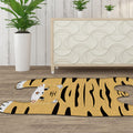 Sikunuo | Gray and Yellow Irregular Carpet Children's Room Animal Tiger Pattern Rug Polyester Pet Friendly Carpet