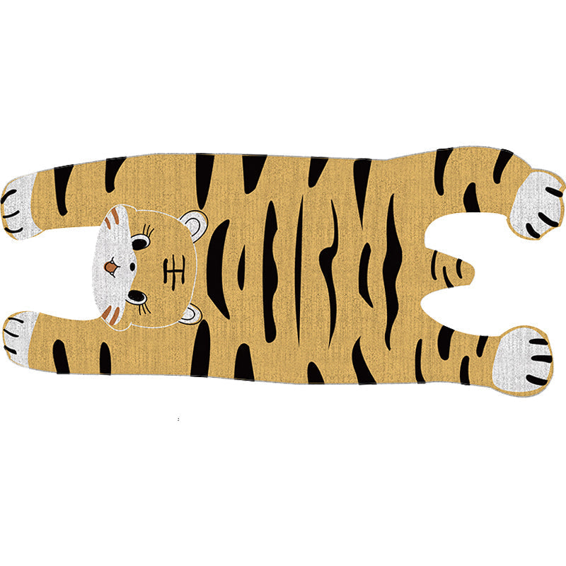 Sikunuo | Gray and Yellow Irregular Carpet Children's Room Animal Tiger Pattern Rug Polyester Pet Friendly Carpet