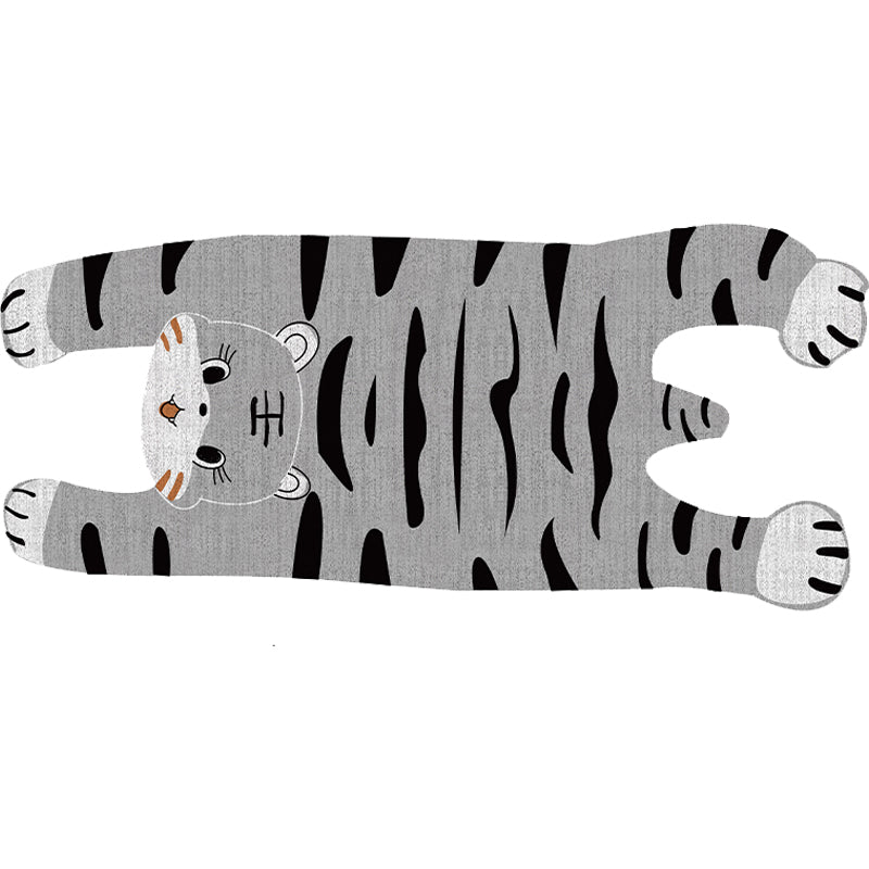 Sikunuo | Gray and Yellow Irregular Carpet Children's Room Animal Tiger Pattern Rug Polyester Pet Friendly Carpet