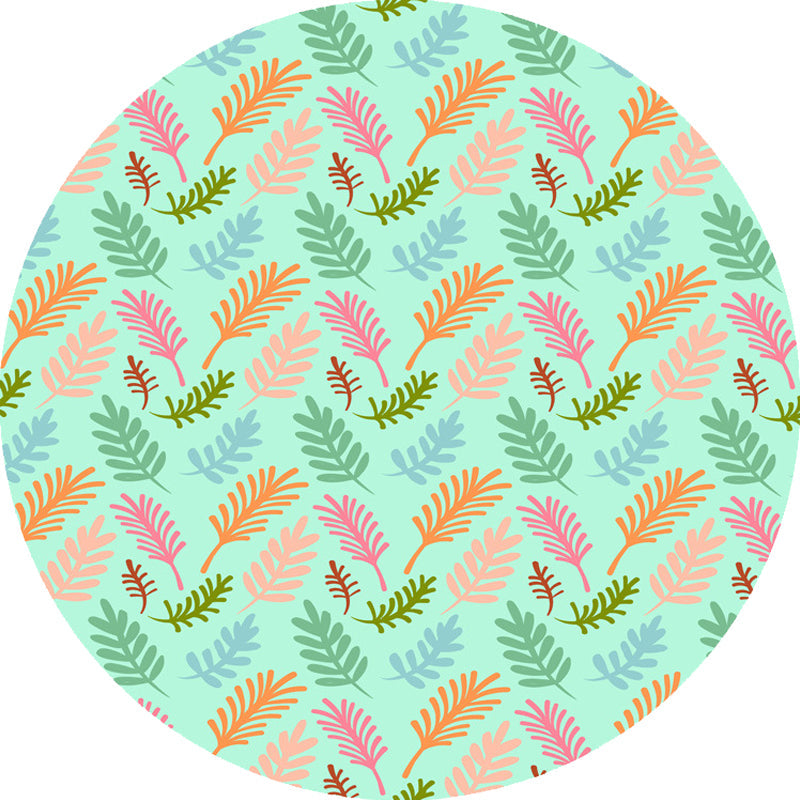 Sikunuo | Unique Leaf Pattern Rug Green Children's Rug Polyester Washable Pet Friendly Non-Slip Carpet for Children's Room