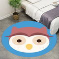 Sikunuo | Kids Cartoon Animal Pattern Rug Blue and Pink Polyester Rug Washable Pet Friendly Non-Slip Rug for the Children's Room