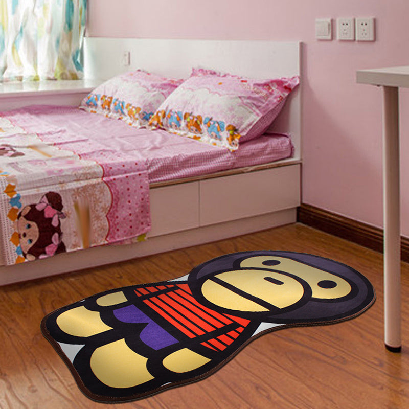 Sikunuo | Stylish Cartoon Character Pattern Rug Multicolored Kids Rug Polyester Washable Pet-Friendly Non-Slip Rug for the Children's Room