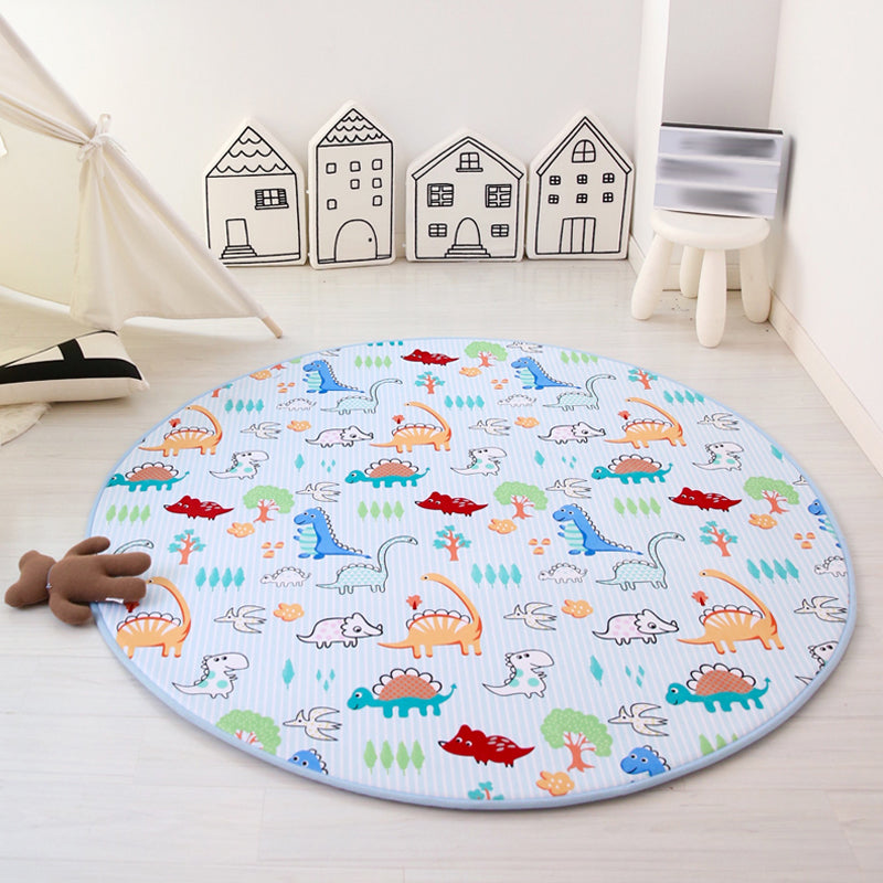 Sikunuo | Unique Animal Pattern Rug Pink and Blue Kids Rug Polyester Pet Friendly Washable Non-Slip Back Area Rug for Children's Room