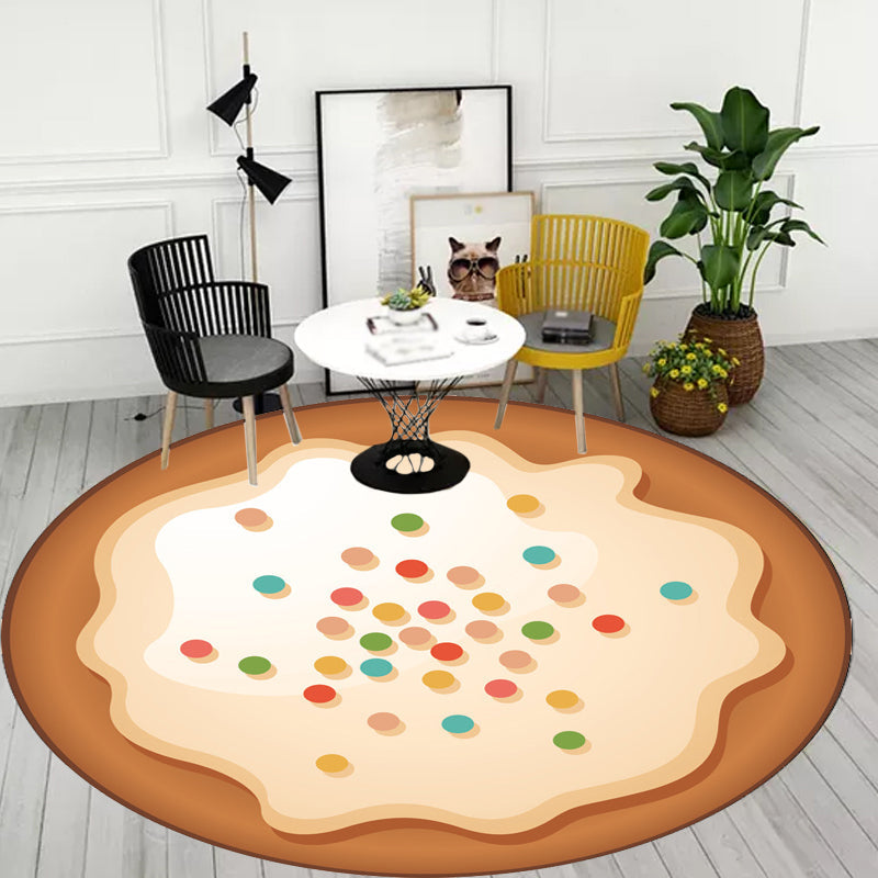 Sikunuo | Novelty Cake Pattern Rug Brown and Purple Kids Rug Polyester Pet Friendly Washable Area Rug for the Children's Room