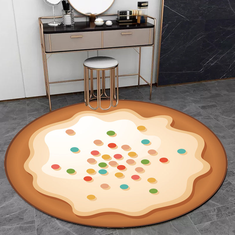 Sikunuo | Novelty Cake Pattern Rug Brown and Purple Kids Rug Polyester Pet Friendly Washable Area Rug for the Children's Room