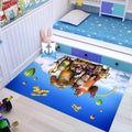 Sikunuo | Kids Cartoon Character Pattern Rug Pink and Blue Polyester Rug Washable Pet Friendly Non-Slip Rug for the Children's Room