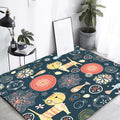 Sikunuo | Dark Black Children’s Mat Polyester Animal and Flower Pattern Carpet Pet Friendly Washable Non-Slip Backing Rug for Decoration