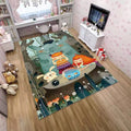 Sikunuo | Pink and Green Children Rug Polyester Cartoon Character Pattern Rug Pet-Friendly Washable Non-Slip Backing Rug for Decoration