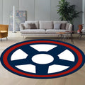 Sikunuo | Unique navigation pattern rug with ship and anchor Blue and White children's rug Polyester Washable Pet-friendly Non-slip rug for children's room