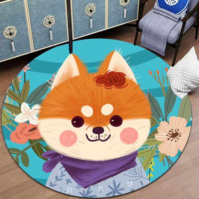 Sikunuo | pink and blue children's rug polyester cartoon animals pattern rug pet friendly washable non-slip back rug for decoration