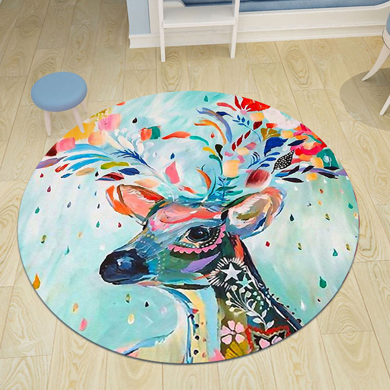 Sikunuo | Cute Cartoon Character Pattern Rug Pink Kids Rug Polyester Washable Pet Friendly Non-Slip Rug for the Nursery