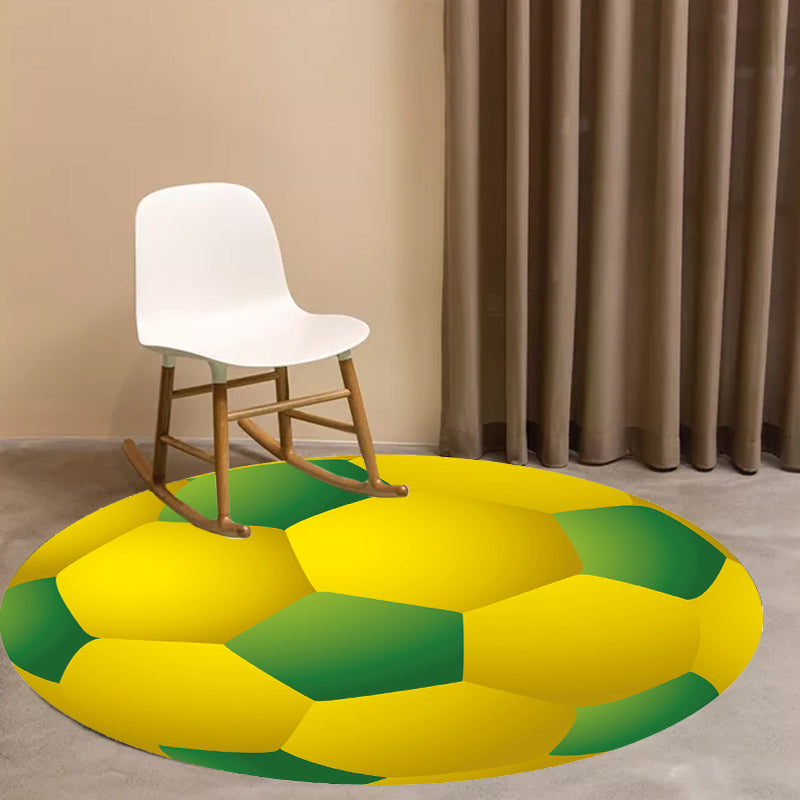 Sikunuo | Kids Sports Pattern Rug Multicolored Polyester Rug Washable Pet-Friendly Non-Slip Rug for the Children's Room