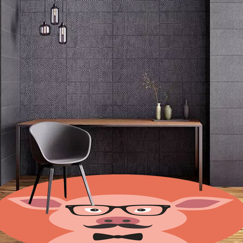 Sikunuo | Unusual cartoon animal pattern rug ginger and orange and children's rug polyester washable pet friendly non-slip rug for the children's room