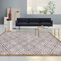 Sikunuo | Retro Tribal geometric pattern rug Brown and Blue rug Polyester washable pet-friendly non-slip rug for living room