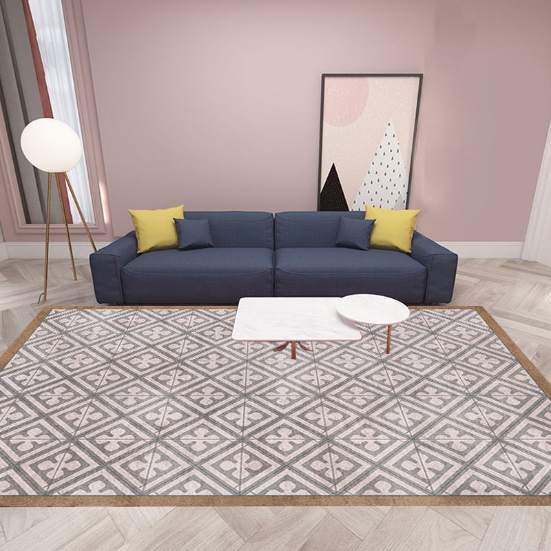 Sikunuo | Retro Tribal geometric pattern rug Brown and Blue rug Polyester washable pet-friendly non-slip rug for living room