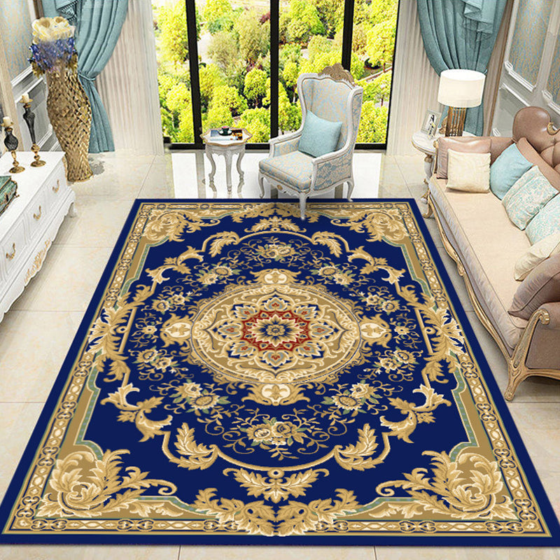 Sikunuo | Retro medallion pattern carpet multicolored carpet synthetic washable pet-friendly non-slip carpet for living room