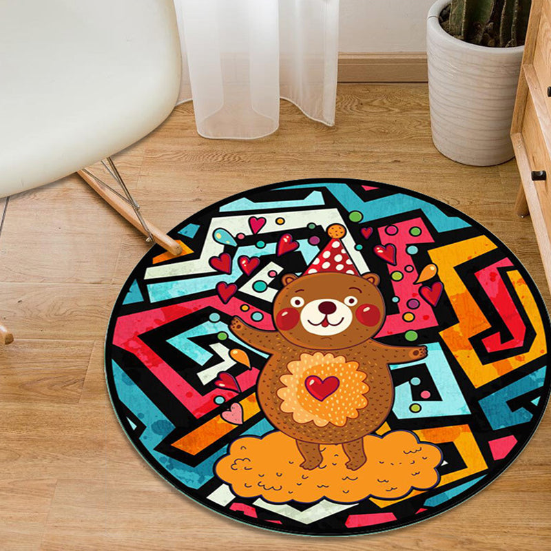Sikunuo | Colorful Cartoon Animal Pattern Carpet with Fish Multicolor Children’s Carpet Polyester Washable Pet-Friendly Non-Slip Rug for Children’s Room