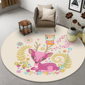 Sikunuo | Beautiful Cartoon Animal Pattern Rug Beige and Red Kids Rug Polyester Pet-Friendly Washable Area Rug for the Children's Room