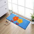 Sikunuo | Blue and orange children's carpet polyester leaf and flower pattern carpet pet-friendly washable non-slip backing carpet for decoration