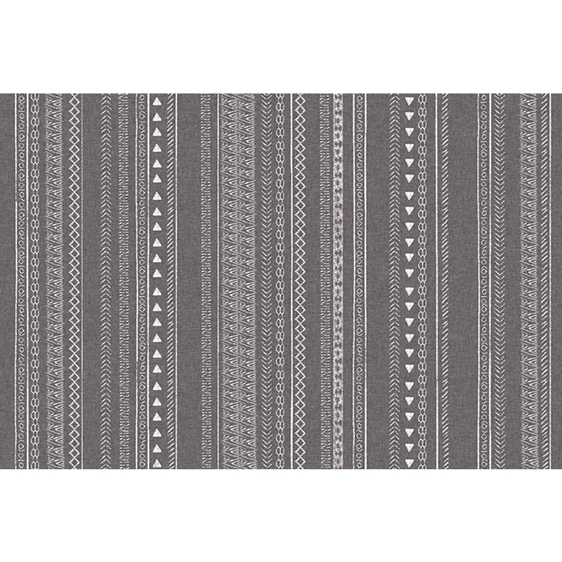 Sikunuo | Retro striped pattern rug gray polyester washable pet-friendly non-slip rug for living room