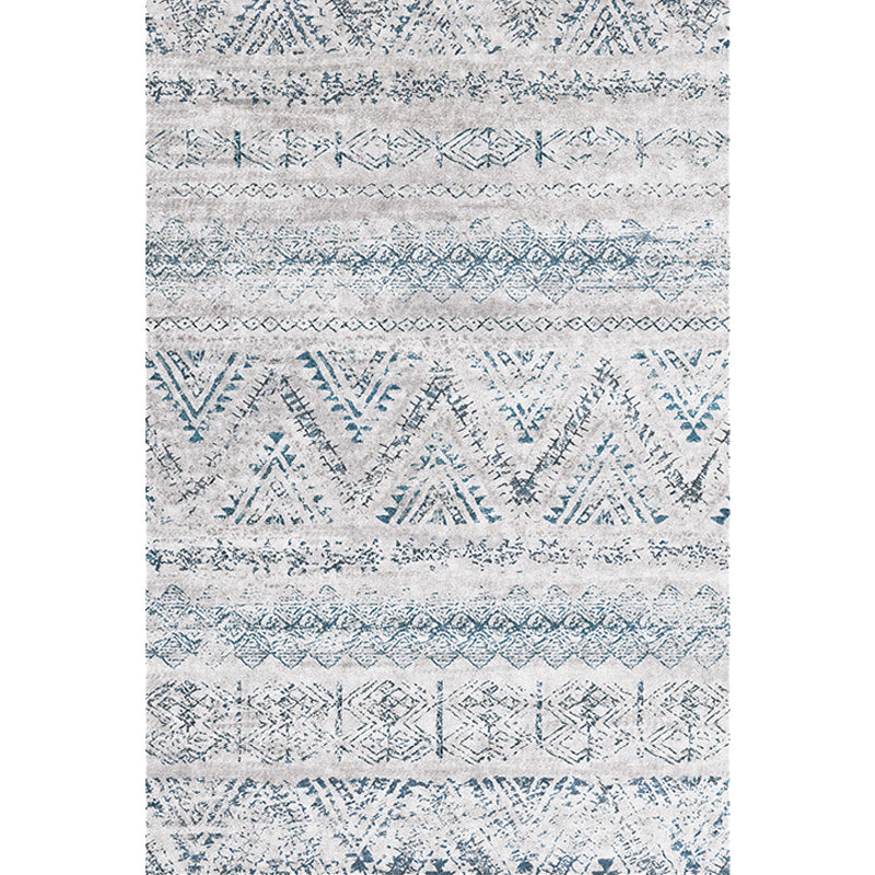 Sikunuo | Retro striped pattern rug gray polyester washable pet-friendly non-slip rug for living room
