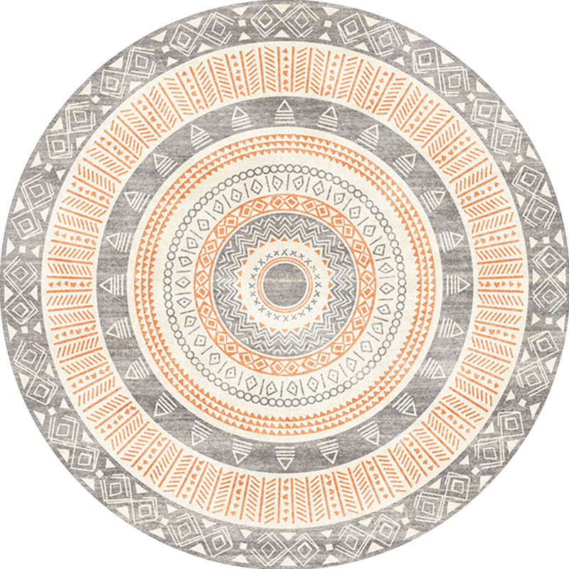 Sikunuo | Moroccan tribal circles pattern rug multicolor boho rug polyester pet-friendly non-slip backing washable area rug for the living room