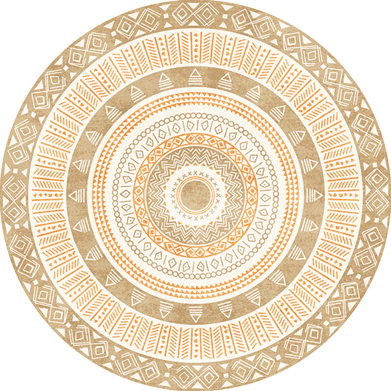 Sikunuo | Moroccan tribal circles pattern rug multicolor boho rug polyester pet-friendly non-slip backing washable area rug for the living room