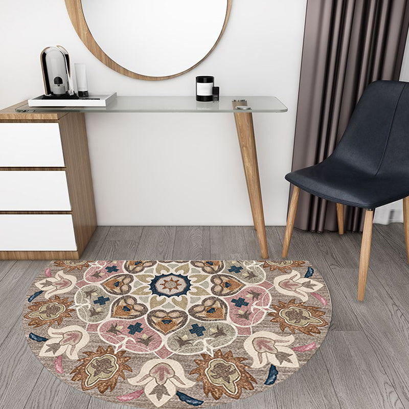 Sikunuo | Moroccan tribal floral pattern rug multicolored polyester rug machine washable pet friendly non-slip doormat for the living room