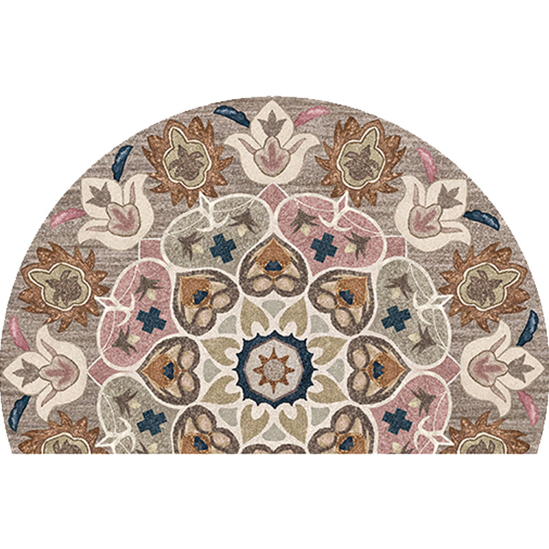 Sikunuo | Moroccan tribal floral pattern rug multicolored polyester rug machine washable pet friendly non-slip doormat for the living room