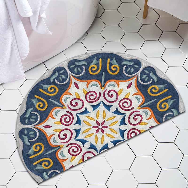 Sikunuo | Moroccan tribal floral pattern rug multicolored polyester rug machine washable pet friendly non-slip doormat for the living room