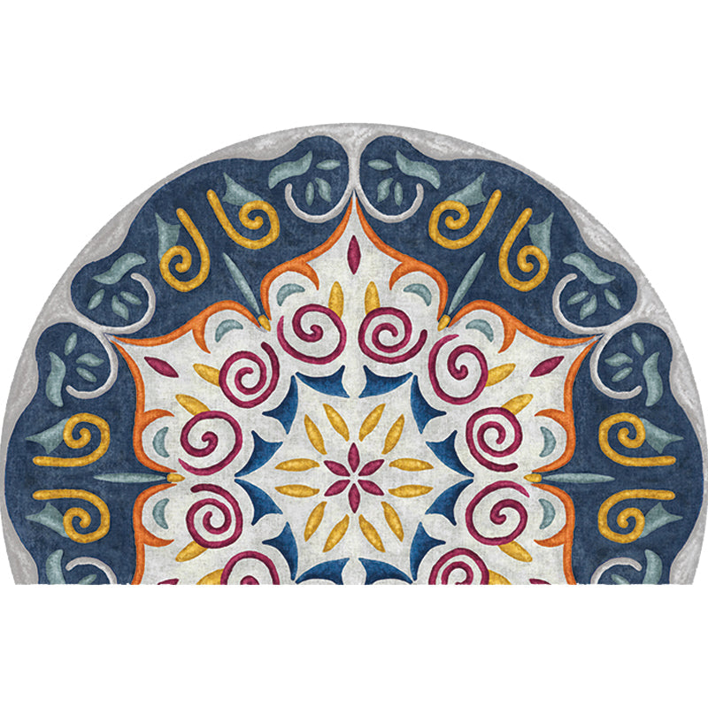 Sikunuo | Moroccan tribal floral pattern rug multicolored polyester rug machine washable pet friendly non-slip doormat for the living room