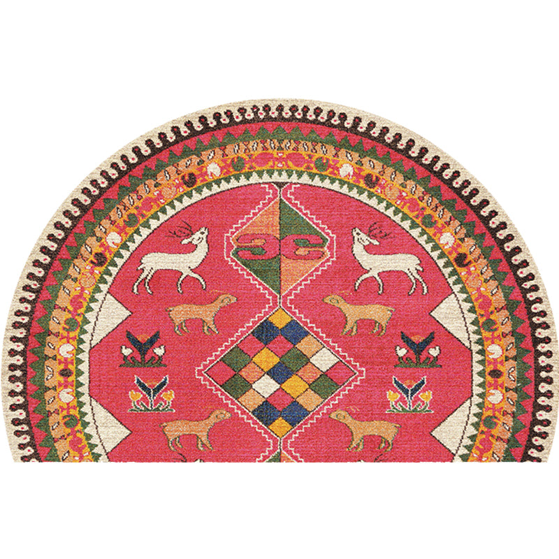 Sikunuo | Moroccan tribal floral pattern rug multicolored polyester rug machine washable pet friendly non-slip doormat for the living room