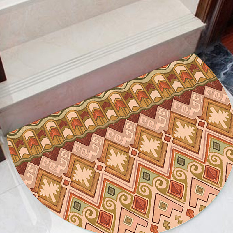 Sikunuo | Moroccan tribal floral pattern rug multicolored polyester rug machine washable pet friendly non-slip doormat for the living room