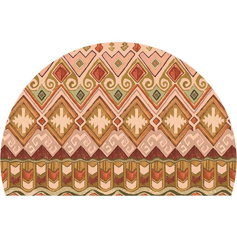 Sikunuo | Moroccan tribal floral pattern rug multicolored polyester rug machine washable pet friendly non-slip doormat for the living room