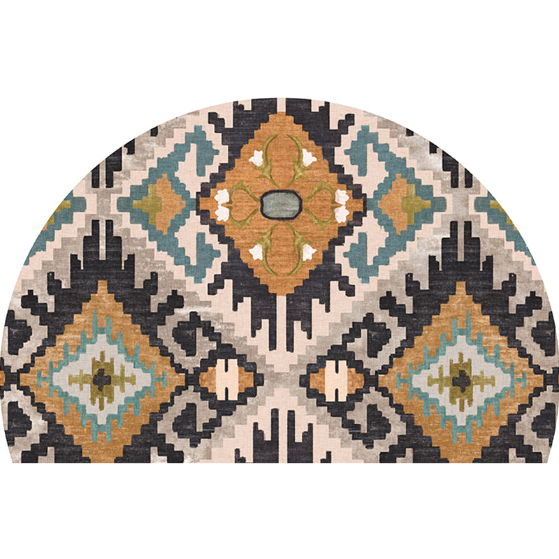 Sikunuo | Moroccan tribal floral pattern rug multicolored polyester rug machine washable pet friendly non-slip doormat for the living room
