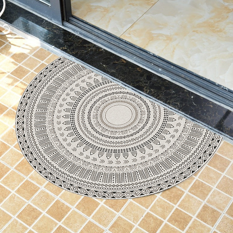 Sikunuo | Moroccan tribal floral pattern rug multicolored polyester rug machine washable pet friendly non-slip doormat for the living room