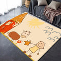 Sikunuo | Cute Painting Pattern Rug Orange Kids Rug Polyester Pet Friendly Washable Area Rug for Kids Room