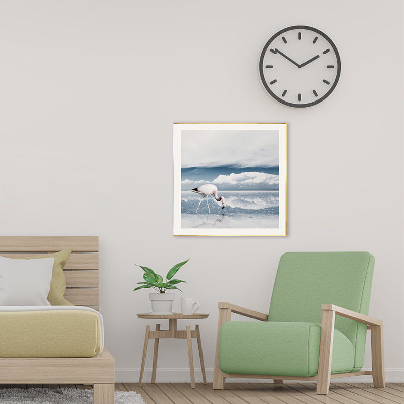Sikunuo | Lake and Flamingo Painting Tropical Style Canvas Wall Print, Multiple Sizes