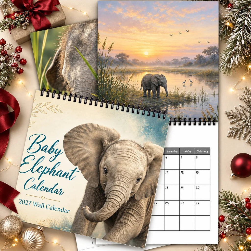 Baby Elephant 2027 Wall Calendar