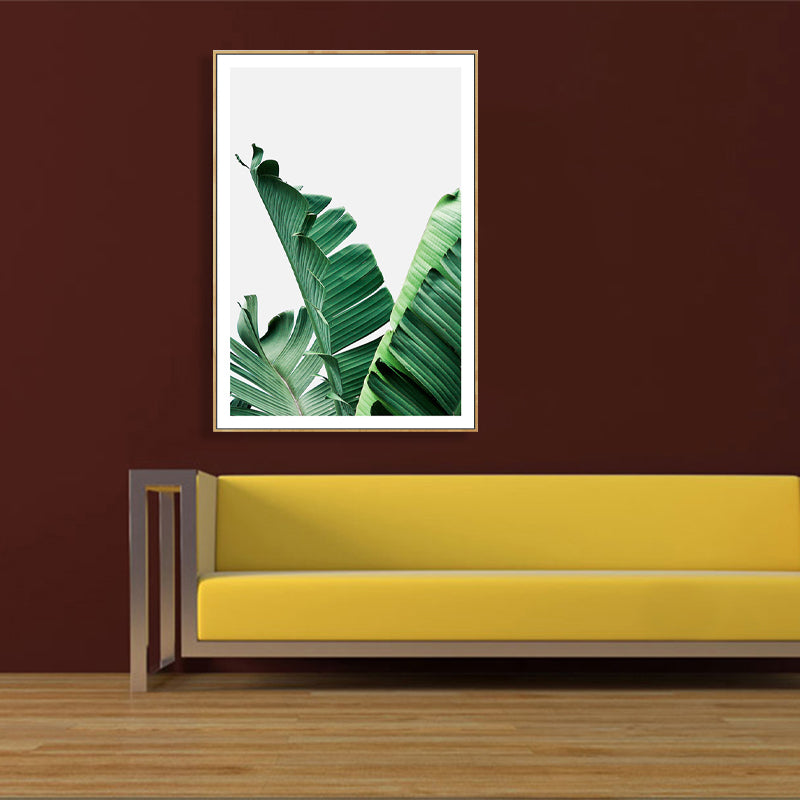 Sikunuo | Green Banana Leaf Canvas Art Textured Tropical Bedroom Wall Decor, Different Size