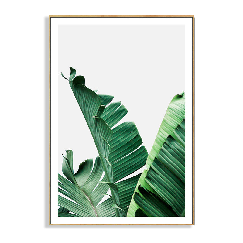 Sikunuo | Green Banana Leaf Canvas Art Textured Tropical Bedroom Wall Decor, Different Size