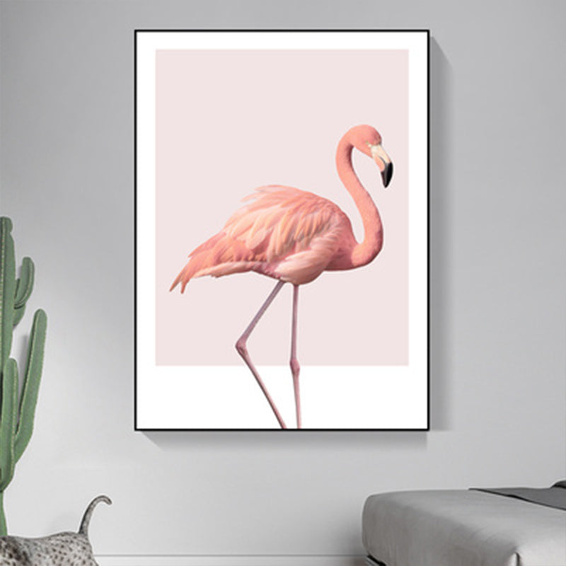 Sikunuo | Pink Flamingo Canvas Art Woven Tropical Girls Bedroom Wall Decor, Multiple Sizes