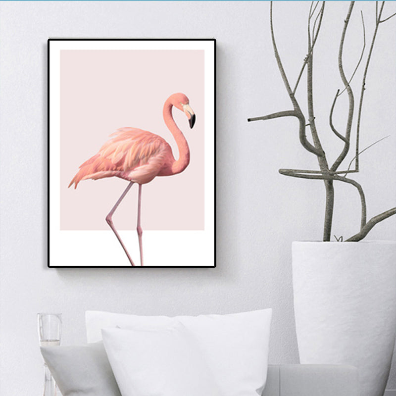 Sikunuo | Pink Flamingo Canvas Art Woven Tropical Girls Bedroom Wall Decor, Multiple Sizes