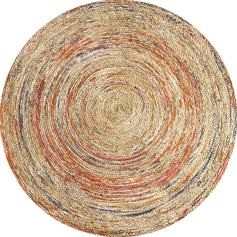 Sikunuo | Retro Tribal Circles Pattern Carpet Yellow and Red Polyester Carpet Washable Pet Friendly Non-Slip Carpet for the Living Room