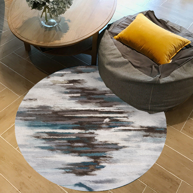 Sikunuo | Funky Contemporary Rug Multicolored Watercolor and Swirl Stripe Pattern Rug Pet Friendly Non-Slip Washable Rug for the Home Office
