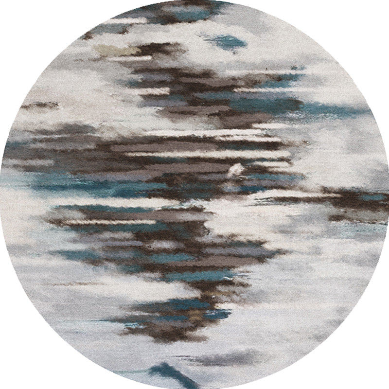 Sikunuo | Funky Contemporary Rug Multicolored Watercolor and Swirl Stripe Pattern Rug Pet Friendly Non-Slip Washable Rug for the Home Office
