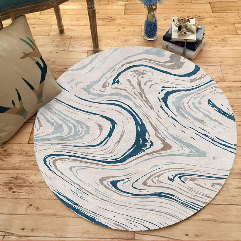 Sikunuo | Funky Contemporary Rug Multicolored Watercolor and Swirl Stripe Pattern Rug Pet Friendly Non-Slip Washable Rug for the Home Office