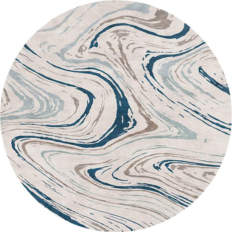 Sikunuo | Funky Contemporary Rug Multicolored Watercolor and Swirl Stripe Pattern Rug Pet Friendly Non-Slip Washable Rug for the Home Office