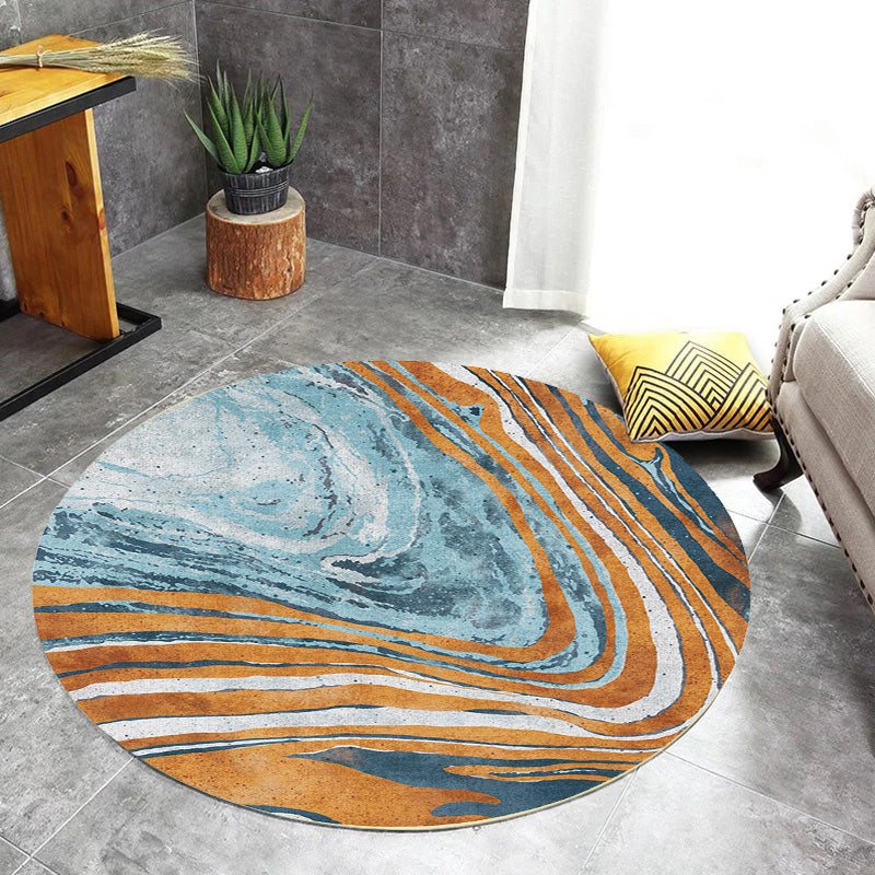 Sikunuo | Funky Contemporary Rug Multicolored Watercolor and Swirl Stripe Pattern Rug Pet Friendly Non-Slip Washable Rug for the Home Office