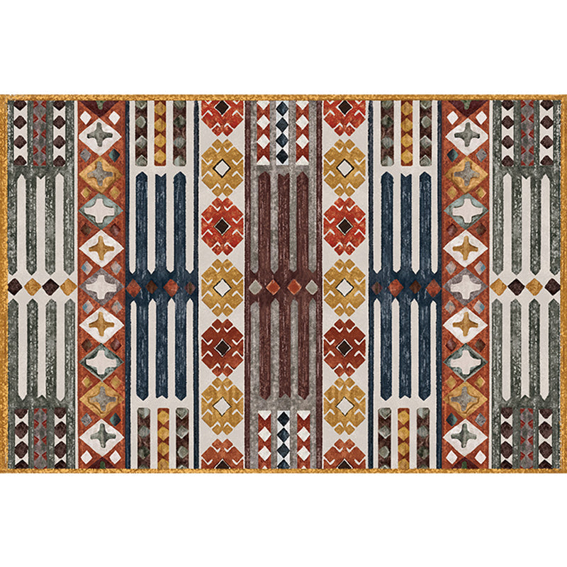 Sikunuo | Traditional Tribal Flower Pattern Rug Multicolored Moroccan Rug Polyester Pet Friendly Non-Slip Back Washable Rug for Living Room
